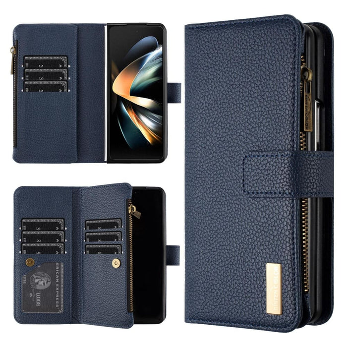 Litchi Texture Zip Wallets For Samsung Galaxy z Fold 4