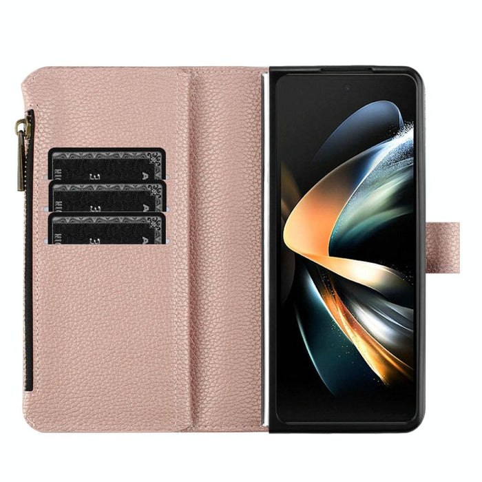 Litchi Texture Zip Wallets For Samsung Galaxy z Fold 4