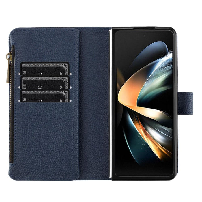 Litchi Texture Zip Wallets For Samsung Galaxy z Fold 4