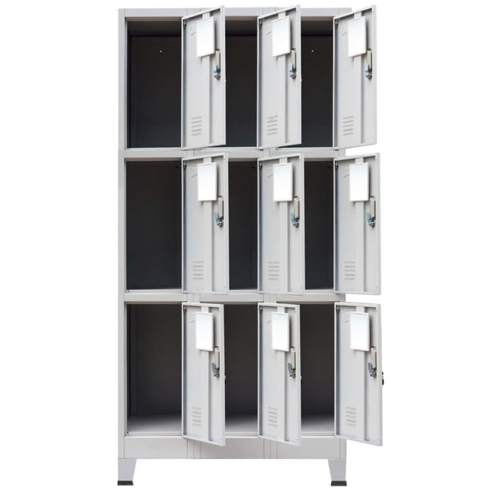 Locker Cabinet with 9 Compartments Steel 90x45x180 Cm Grey