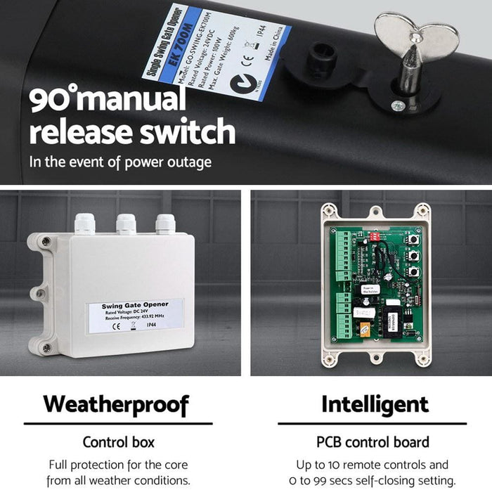 Lockmaster Automatic Full Solar Power Swing Gate Opener Kit