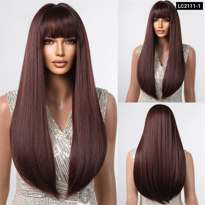 Long Straight Black Synthetic Wig