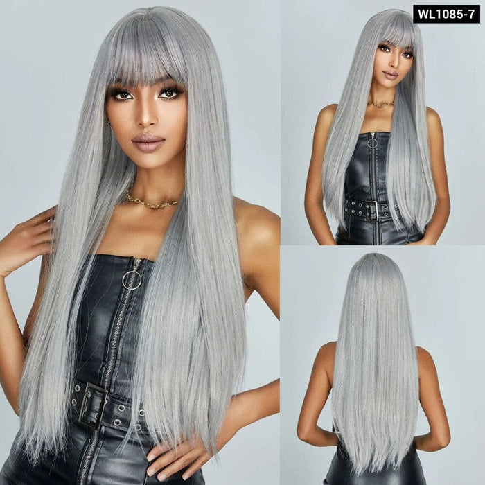 Long Straight Black Synthetic Wig