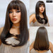 Long Straight Wine Red Wig With Bangs