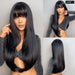 Long Straight Wine Red Wig With Bangs