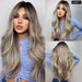 Long Wavy Brown Blonde Ombre Synthetic Wig With Dark Roots