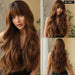 Long Wavy Brown Blonde Ombre Synthetic Wig With Dark Roots