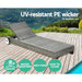 Sun Lounge Wicker Lounger Day Bed Wheel Patio Outdoor