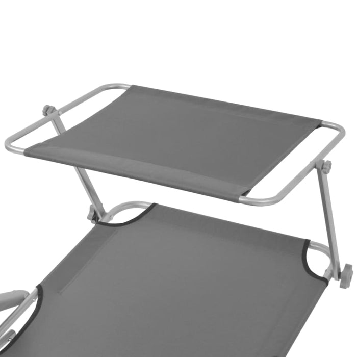 Sun Lounger With Canopy Steel Grey Axkta