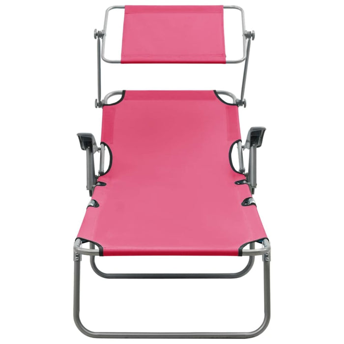 Sun Lounger With Canopy Steel Pink Tobtti