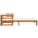 Sun Lounger With Cream White Cushions Solid Acacia Wood