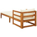 Sun Lounger With Cream White Cushions Solid Acacia Wood