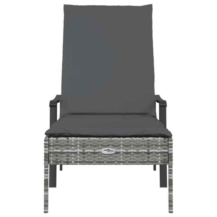 Sun Lounger With Cushion Grey Poly Rattan Tlxnbi