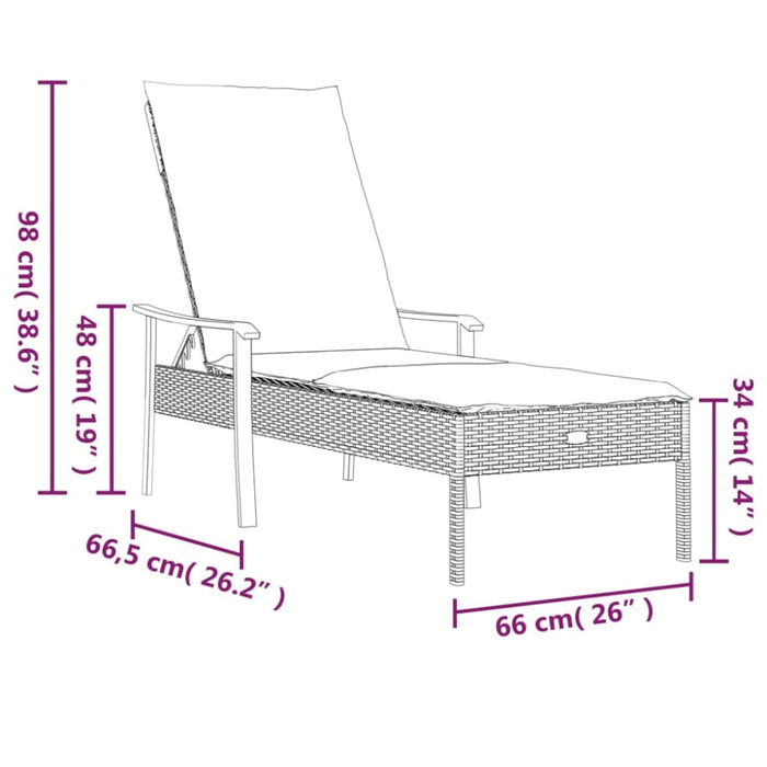 Sun Lounger With Cushion Grey Poly Rattan Tlxnbi