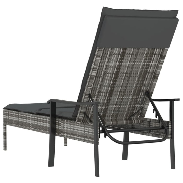 Sun Lounger With Cushion Grey Poly Rattan Tlxnbi