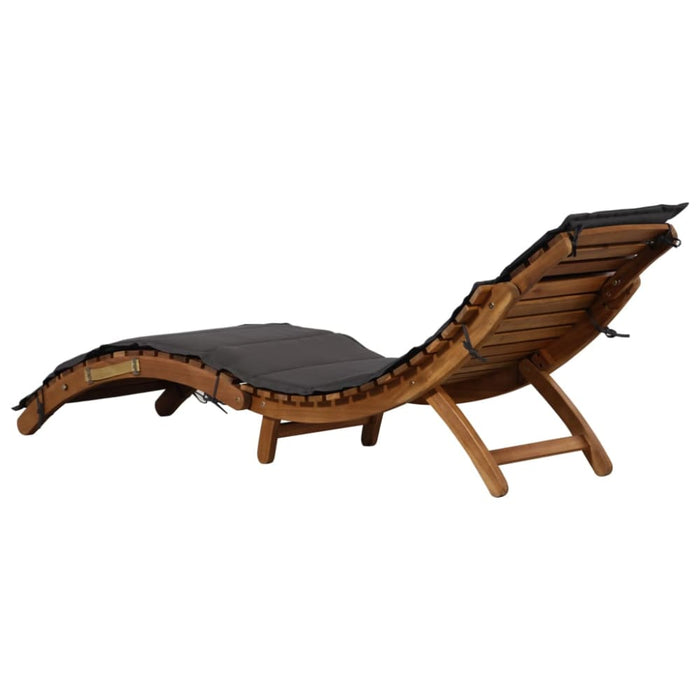 Sun Lounger With Cushion Solid Acacia Wood Dark Grey Allpo