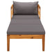 Sun Lounger With Dark Grey Cushions Solid Acacia Wood Toltoi