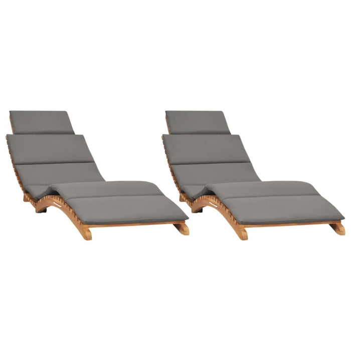 Sun Loungers 2 Pcs With Cushions Solid Wood Teak Toatlta