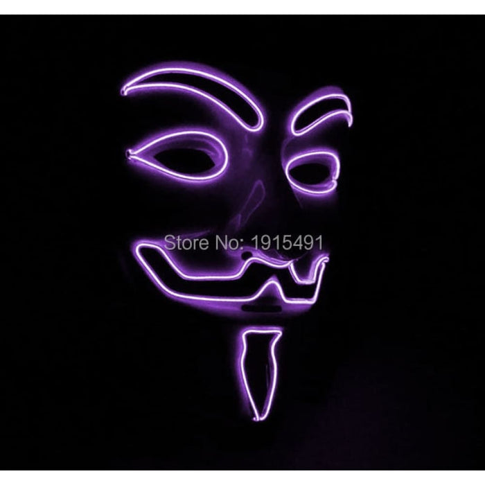 Luminous Led Neon Light Mask v For Vendetta Guy Fawkes