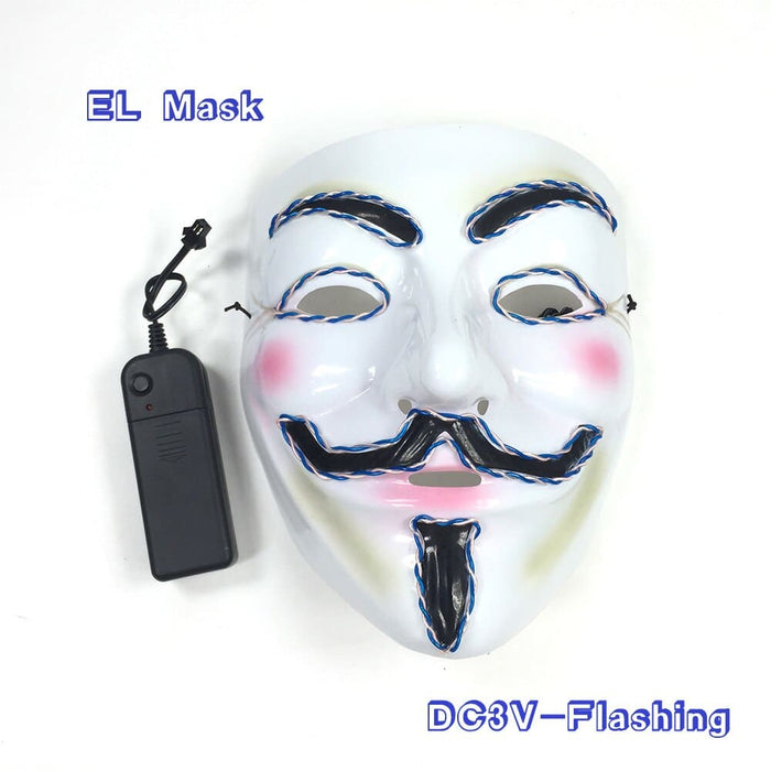 Luminous Led Neon Light Mask v For Vendetta Guy Fawkes