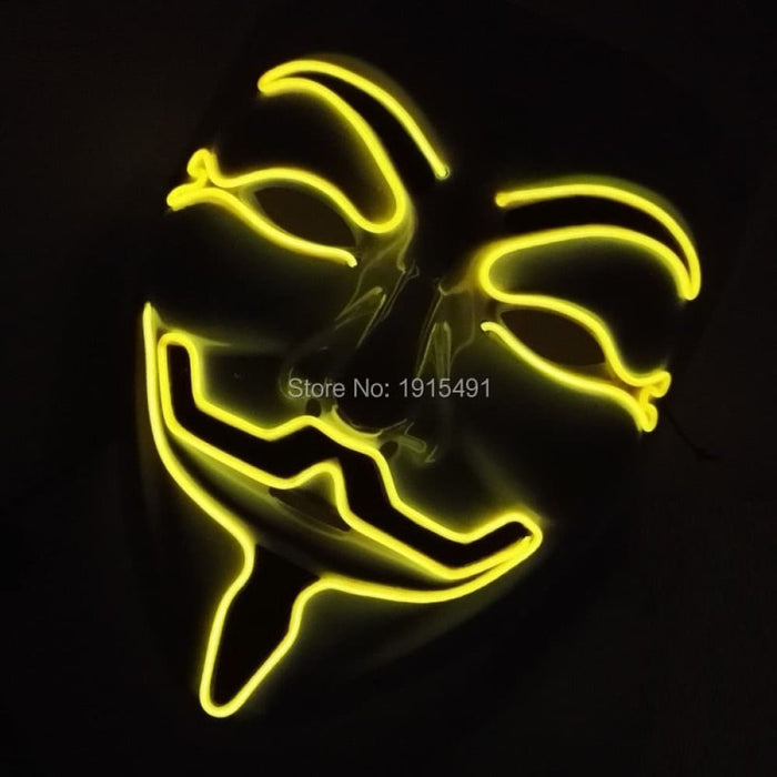 Luminous Led Neon Light Mask v For Vendetta Guy Fawkes