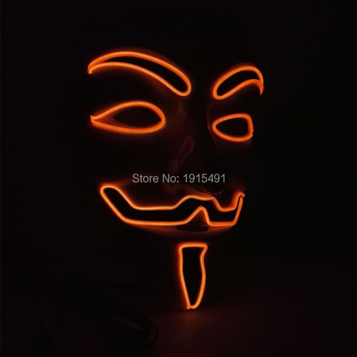 Luminous Led Neon Light Mask v For Vendetta Guy Fawkes