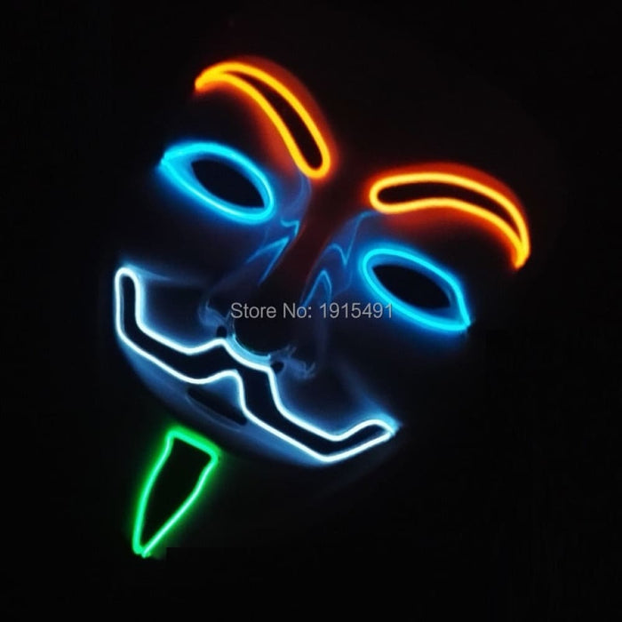 Luminous Led Neon Light Mask v For Vendetta Guy Fawkes