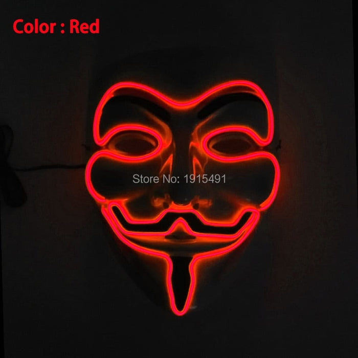 Luminous Led Neon Light Mask v For Vendetta Guy Fawkes