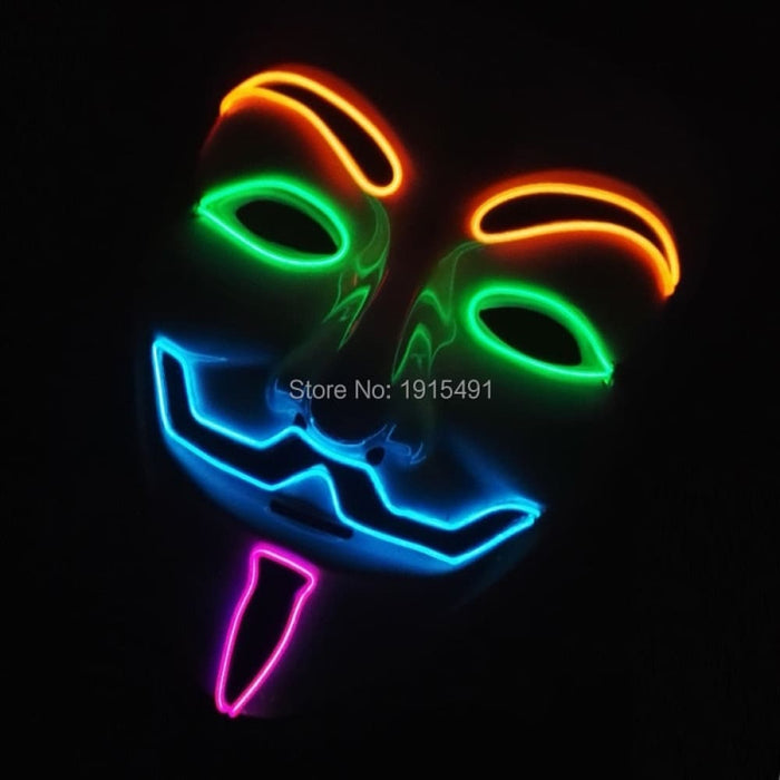 Luminous Led Neon Light Mask v For Vendetta Guy Fawkes