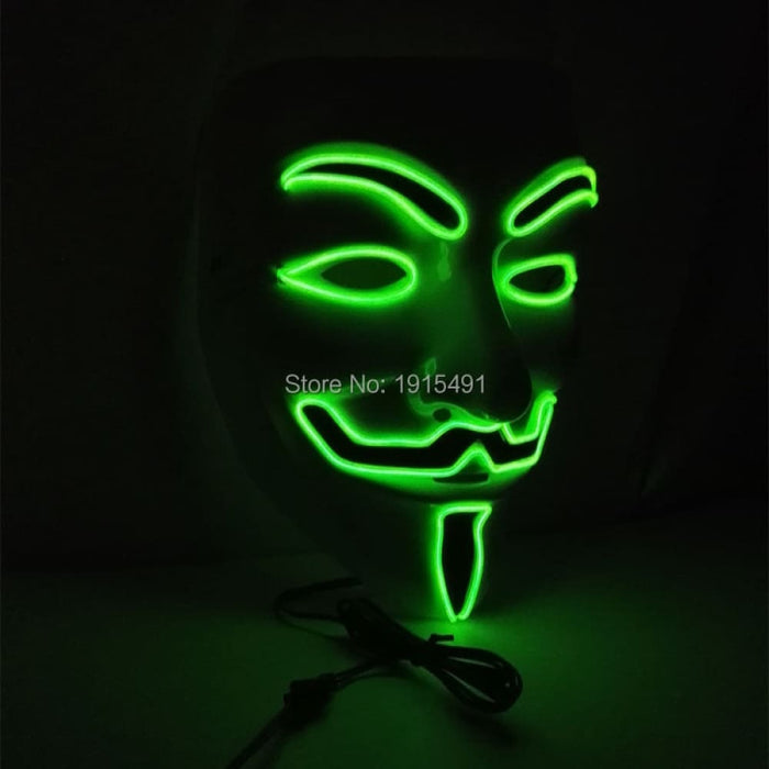 Luminous Led Neon Light Mask v For Vendetta Guy Fawkes