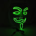 Luminous Led Neon Light Mask v For Vendetta Guy Fawkes