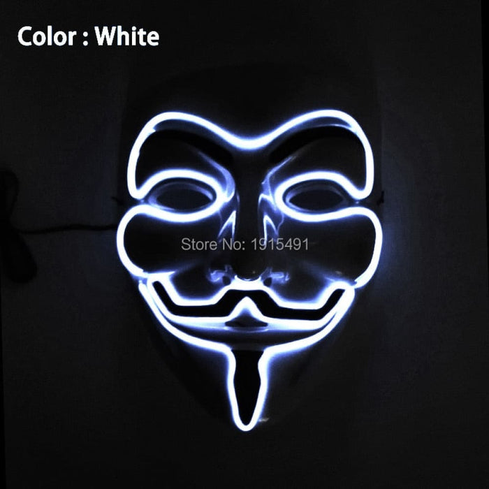 Luminous Led Neon Light Mask v For Vendetta Guy Fawkes