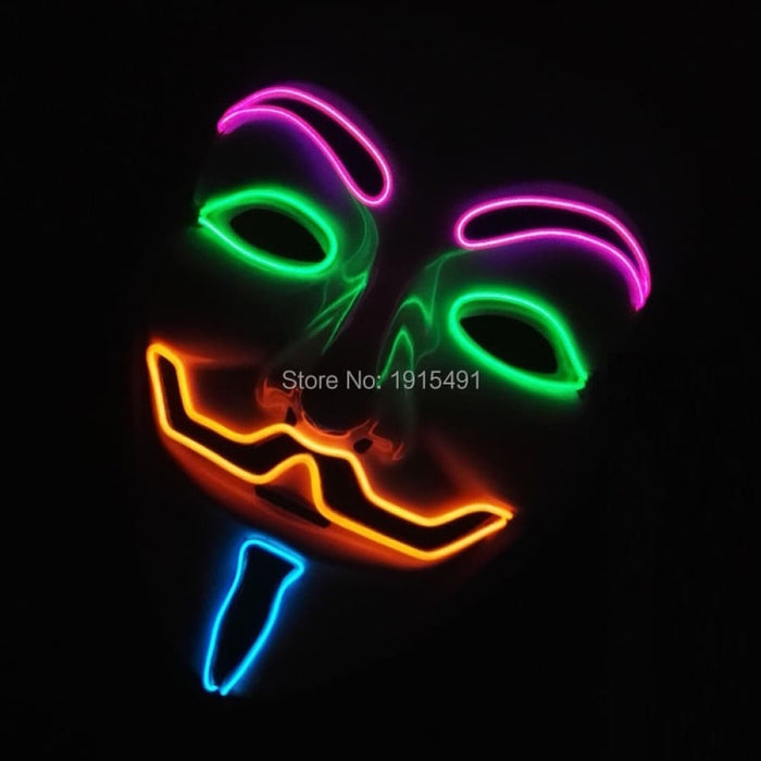 Luminous Led Neon Light Mask v For Vendetta Guy Fawkes