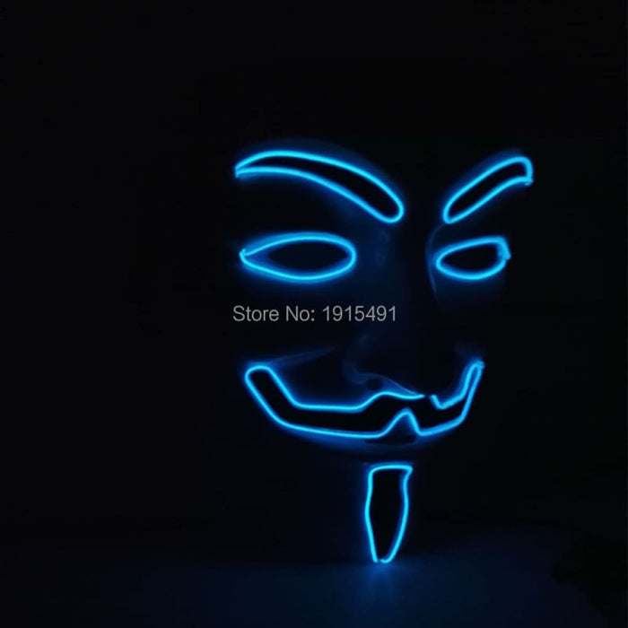 Luminous Led Neon Light Mask v For Vendetta Guy Fawkes