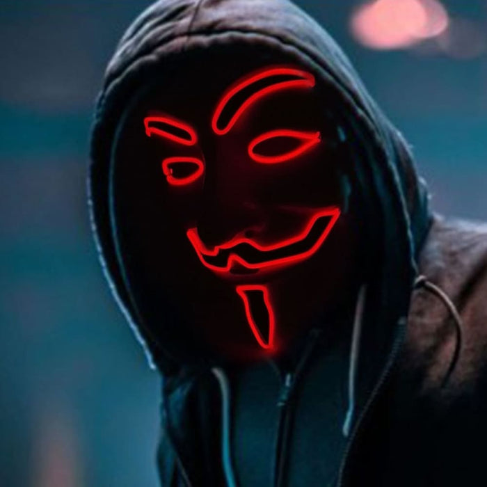 Luminous Led Neon Light Mask v For Vendetta Guy Fawkes