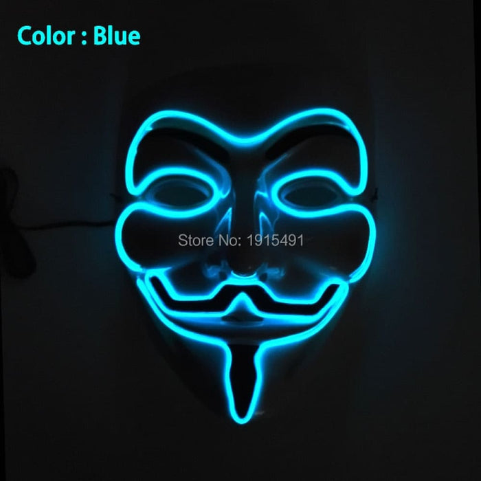 Luminous Led Neon Light Mask v For Vendetta Guy Fawkes