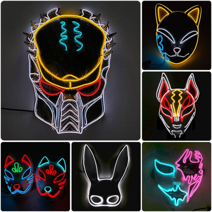 Luminous Party Mask Cosplay Japanese Anime Fox Horror Face