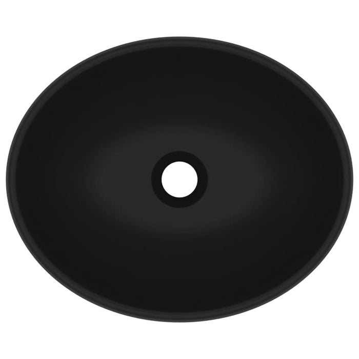 Luxury Basin Oval-shaped Matt Black 40x33 Cm Ceramic Oalkto