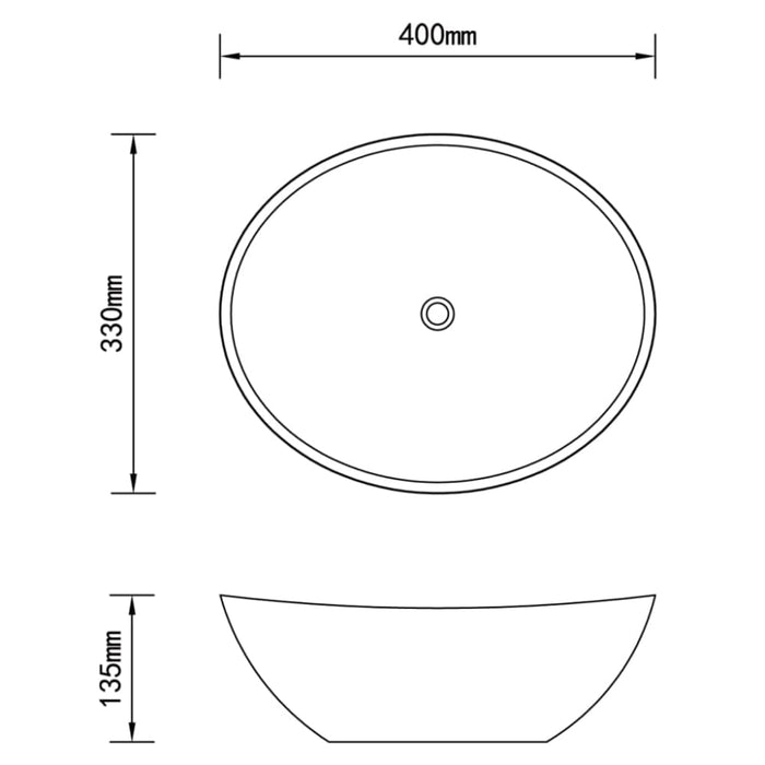 Luxury Basin Oval-shaped Matt Black 40x33 Cm Ceramic Oalkto