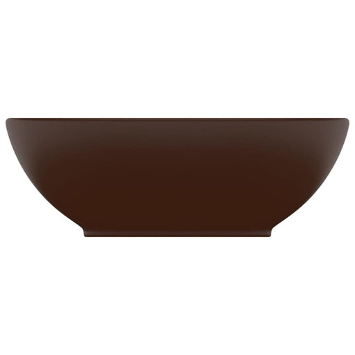 Luxury Basin Oval-shaped Matt Dark Brown 40x33 Cm Ceramic