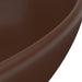 Luxury Basin Oval-shaped Matt Dark Brown 40x33 Cm Ceramic