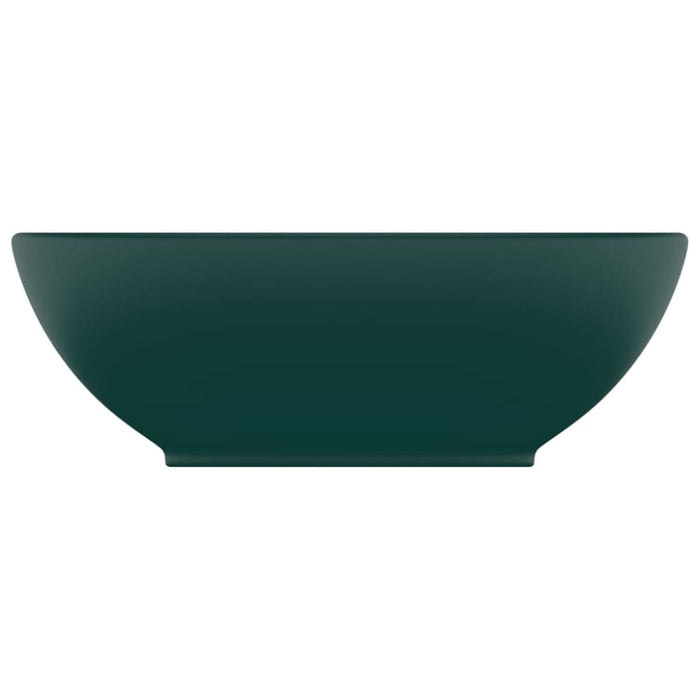 Luxury Basin Oval-shaped Matt Dark Green 40x33 Cm Ceramic