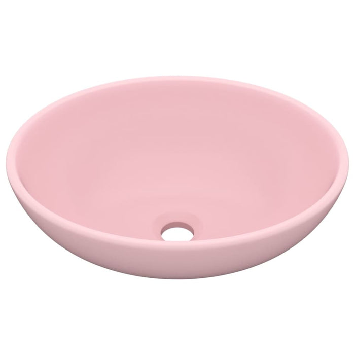 Luxury Basin Oval-shaped Matt Pink 40x33 Cm Ceramic Oalkxx