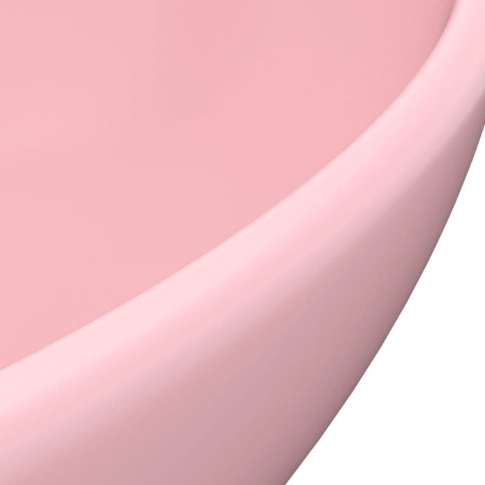 Luxury Basin Oval-shaped Matt Pink 40x33 Cm Ceramic Oalkxx