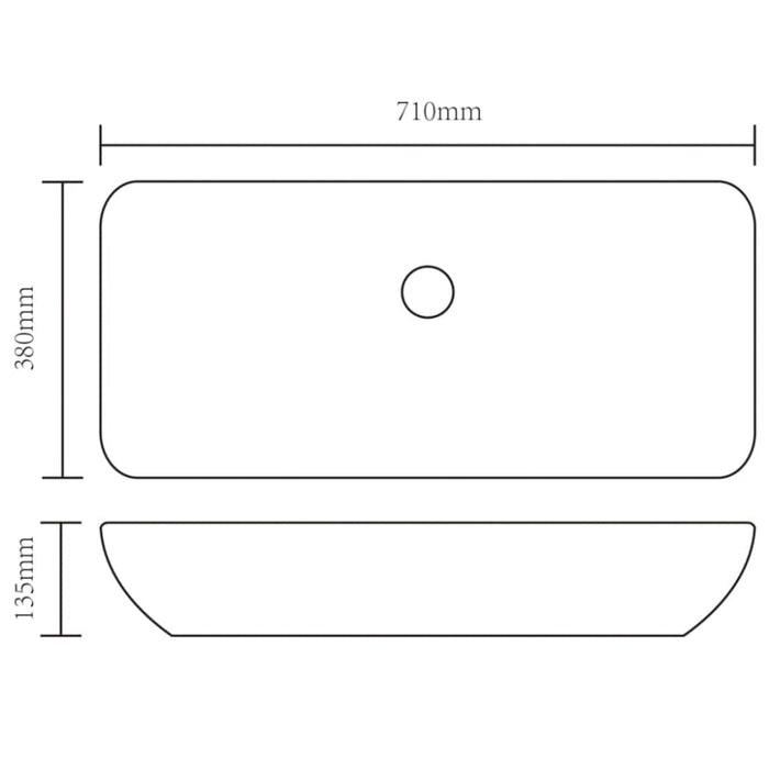 Luxury Ceramic Basin Rectangular Sink White 71 x 39 Cm