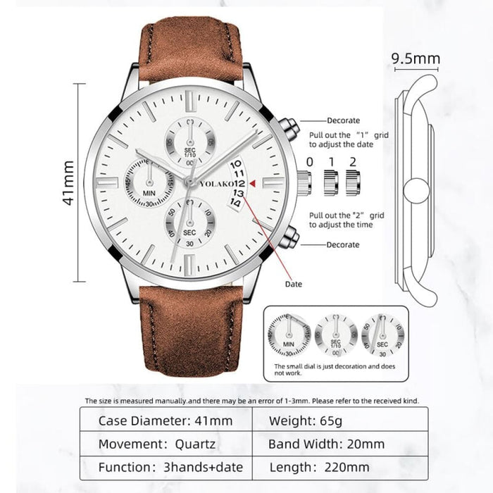 Luxury Fashion Mens Military Sports Watches Male Brown