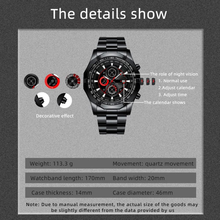 Luxury Fashion Mens Sports Calendar Watches For Men