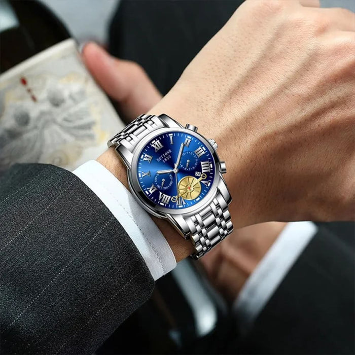 Luxury Fashion Mens Watches Luminous Waterproof Silver