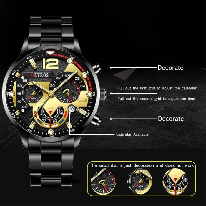 Luxury Fashion Mens Watches Stainless Steel Quartz