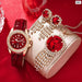 Luxury Fashion Women Watch Set Leather Band Ladies Quartz